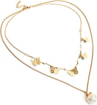 SOHI Pack Of 2 Gold Plated Butterfly Shaped Necklace