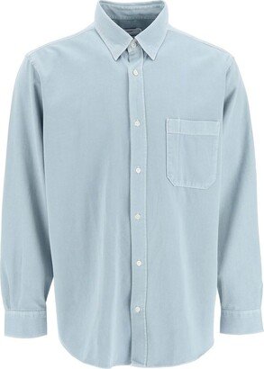 Curved Hem Buttoned Shirt-AC