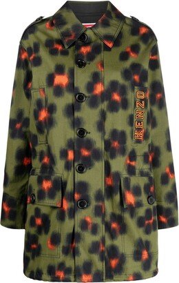 Floral-Print Short Raincoat