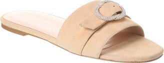 Crystal Buckle Suede Slide-AB