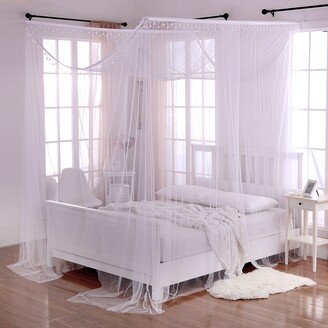 Palace Crystal Accent White Polyester 4-Post Bed Canopy