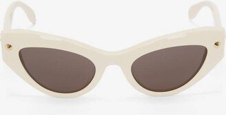 Women's Spike Studs Cat-Eye Sunglasses In Ivory