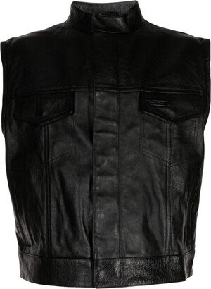 Sleeveless Leather Jacket-AA