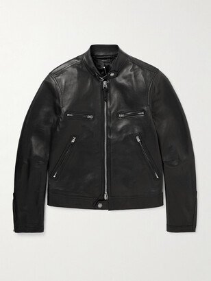 Slim-Fit Full-Grain Leather Biker Jacket-AB