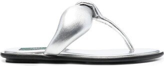 Metallic-Effect Thong Sandals