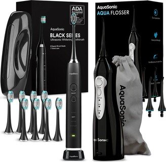 Aquasonic Black Series Toothbrush & Black Aqua Flosser-AA