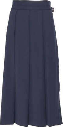 Buckle Detail Pleated Midi Skirt