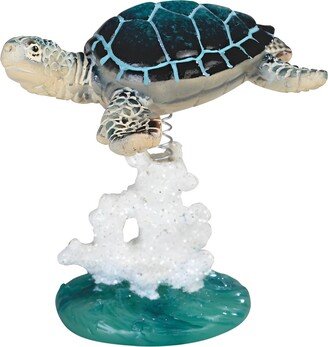 3.5H Blue Sea Turtle on Coral Statue Marine Life Decoration Figurine Home Decor Perfect Gift for House Warming, Holidays and Birthdays - Mu