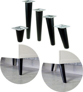 Mid Century, Tapered Furniture Legs Black Wooden Cabinet [6 - 45 cm], Solid Beech Wood, Inclined Or Straight, Conical, Feet