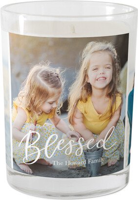 Candles: Contemporary Blessed Trio Glass Candle, Glass, Unscented, 9Oz, White