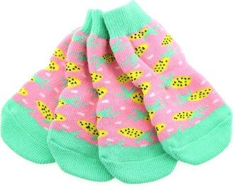 Doggie Design Non-Skid Dog Socks - Pink Pineapple(X-Small)