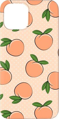 Custom Iphone Cases: Peachy Polka Dots - Peach Phone Case, Silicone Liner Case, Matte, Iphone 11 Pro Max, Orange