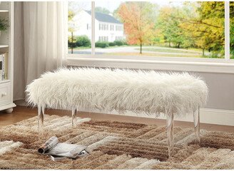 Linon Furniture Linon Rylee Faux Fur Acrylic Leg Bench-AA