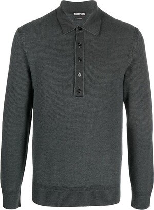 Polo-Collar Ribbed Jumper