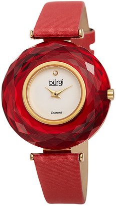 Women's Satin Over Leather Diamond Watch