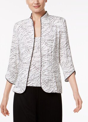 Printed Jacket and Top Set, Regular & Petite Sizes - White/Black