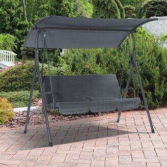 RASOO 3-Person Outdoor Swing Chair with Adjustable Canopy-AA