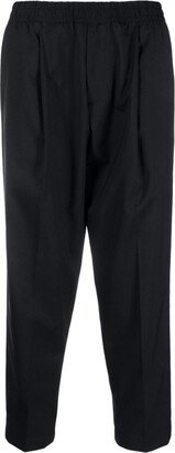 Elasticated-Waistband Tapered Trousers-AD