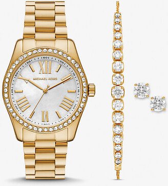 Lexington Pavé Gold-Tone Watch and Jewelry Gift Set