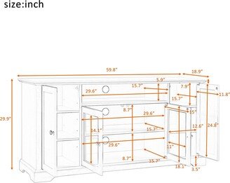 EDWINRAYLLC Elegant TV Stand with Toughened Glass Doors and Storage Rack