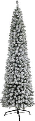 7’ Flocked Pencil Artificial Christmas Tree