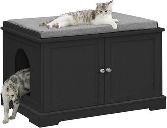 Organnice Black Cat Hidden Litter Box with Cushion