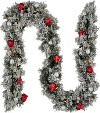 Northlight 9' x 12' Pre-Lit Snowy Bristle Pine Artificial Christmas Garland, Clear Lights