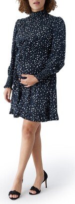 Smocked Long Sleeve Maternity Dress