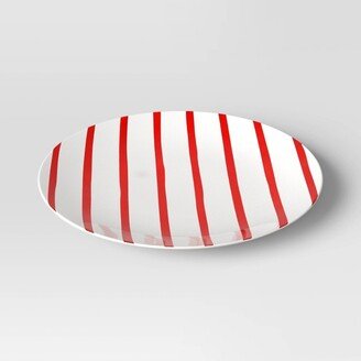 13x13 Holiday Stoneware Striped Round Serving Plate