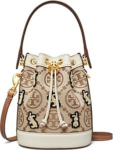 Mini T Monogram Embroidered Rabbit Bucket Bag