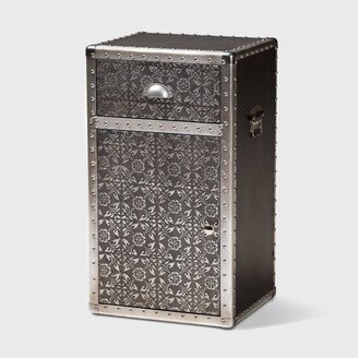 Cosette Metal Floral Accent Cabinet Silver