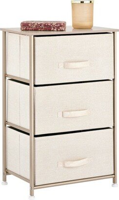 mDesign Storage Dresser Tower Furniture Unit, 3 Removable Drawers, Cream/Gold