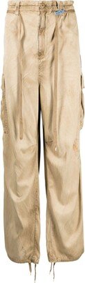 Faded-Effect Wide-Leg Trousers