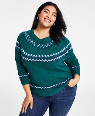 Style & Co Plus Size Fair-Isle Pullover Sweater, Created for Macy's