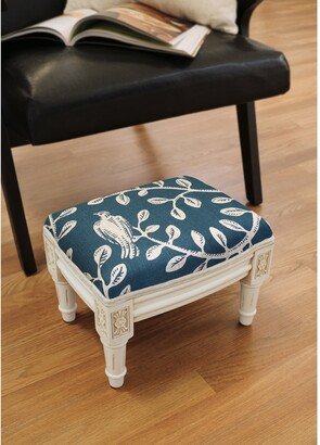 Copper Grove Castletown Taupe Upholstered White Footstool with Vine Accents