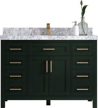 Cambridge 48 In. W X 22 D Single Sink Bathroom Vanity in Dark Forest Green With Quartz Or Marble Countertop | Modern Vanity Premium Q