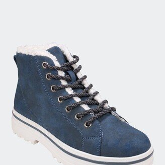 Justine Lace-Up Navy Bootie