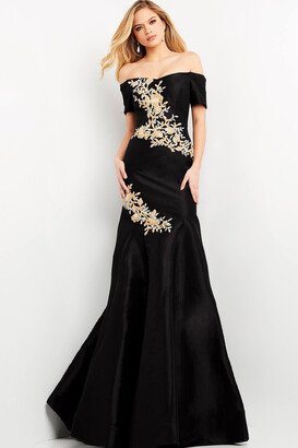 Off the Shoulder Embroidered Gown