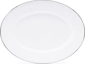 Solid White Enamelware Collection 16 x 12 Oval Platter