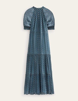 Tie-Neck Tiered Maxi Dress