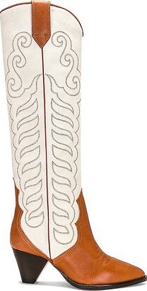 Liela Boot in Cream,Cognac