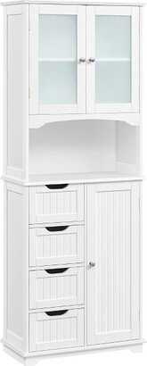 65.5 Tall Bathroom Storage Cabinet with Open Compartment for Bathroom, Living Room, Bedroom White