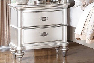 Global Pronex Classic Bedroom Elegant Nightstand Beige / White Finish or Antique Silver 2-Drawers Bed Side Table Plywood