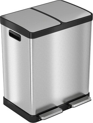 Step Pedal Kitchen Trash Can and Recycle Bin Combo with AbsorbX Odor Filter and Removable Inner Buckets 16 Gallon Stainless Steel