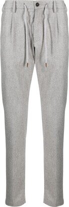 Mélange-Effect Tapered Trousers