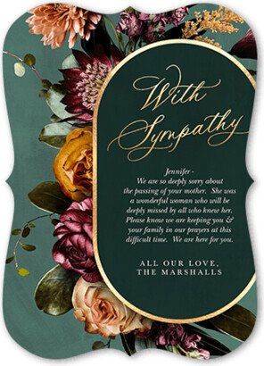 Sympathy Cards: Floral Tranquillity Sympathy Card, Green, 5X7, Pearl Shimmer Cardstock, Bracket