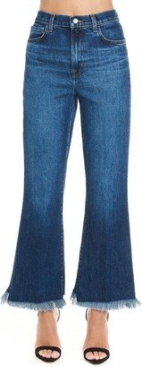 Cropped High Rise Flared Jeans