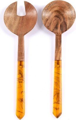 Galapagos Wood Salad Servers with Resin Handle