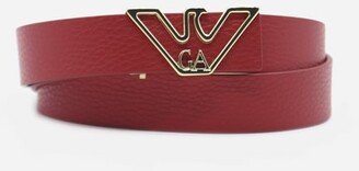 Hammered Leather Belt With Logoed Buckle