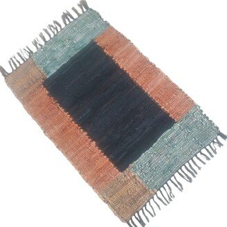 Leather Hearth Rug For Fireplace Fireproof Mat Green Rectangle